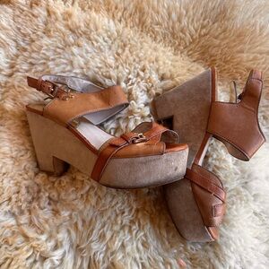 Michael Kora Tan and Brown Women's Platform Sandals